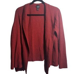 Elieen Fisher Women's Wool Dark Red Open Cardigan Sz M